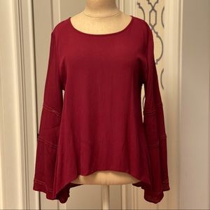 Maroon Blouse with Bell Sleeves